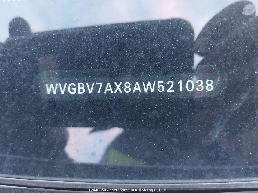 2010 Volkswagen Tiguan Se/Sel VIN: WVGBV7AX8AW521038 Lot: 12446059