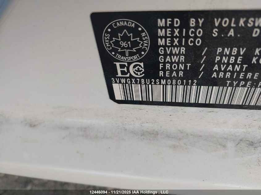 2025 Volkswagen Jetta VIN: 3VWGX7BU2SM080112 Lot: 12446094