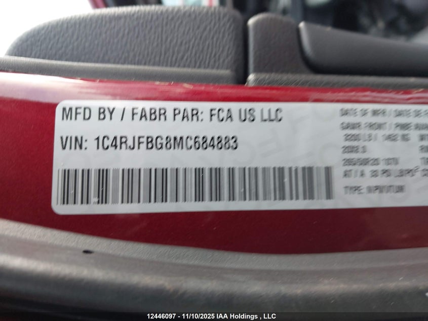 1C4RJFBG8MC684883 2021 JEEP GRAND CHEROKEE photo no. 9