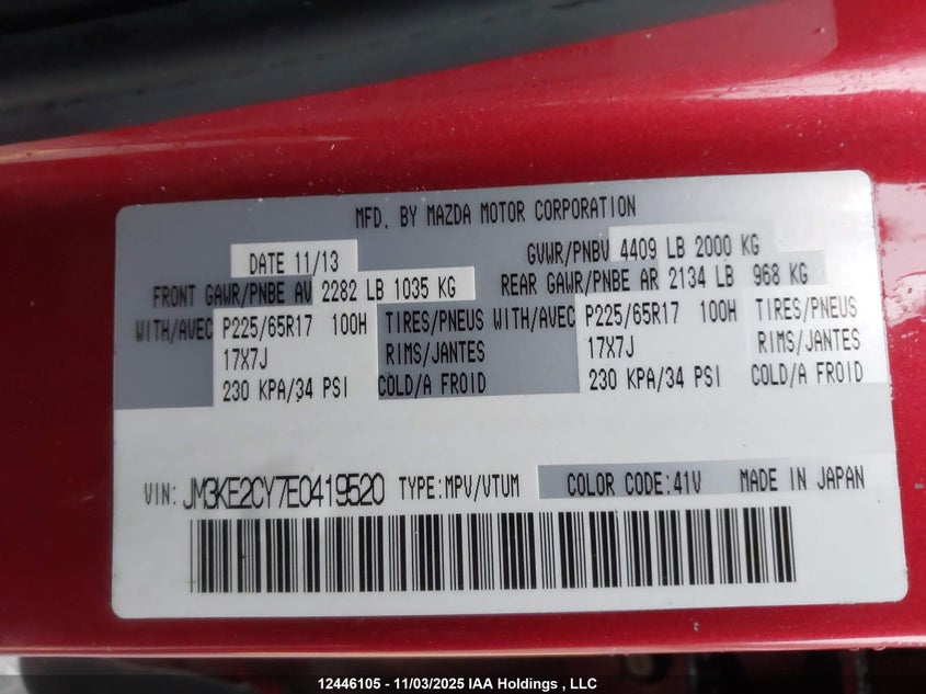JM3KE2CY7E0419520 2014 MAZDA CX-5 photo no. 9