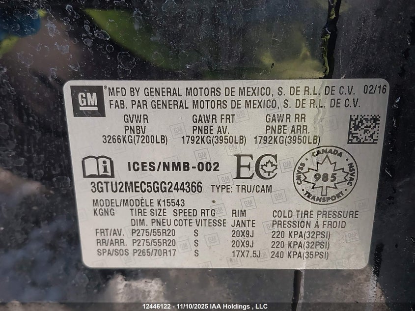 3GTU2MEC5GG244366 2016 GMC SIERRA photo no. 9