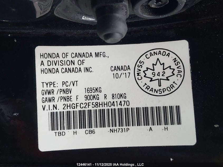 2HGFC2F58HH041470 2017 HONDA CIVIC photo no. 9
