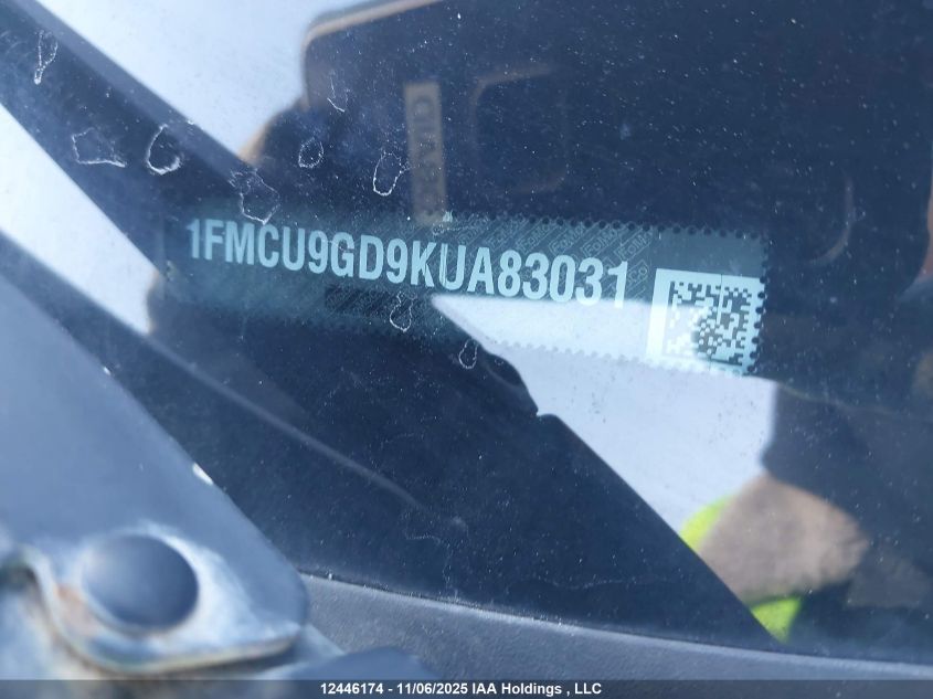 2019 Ford Escape Se VIN: 1FMCU9GD9KUA83031 Lot: 12446174