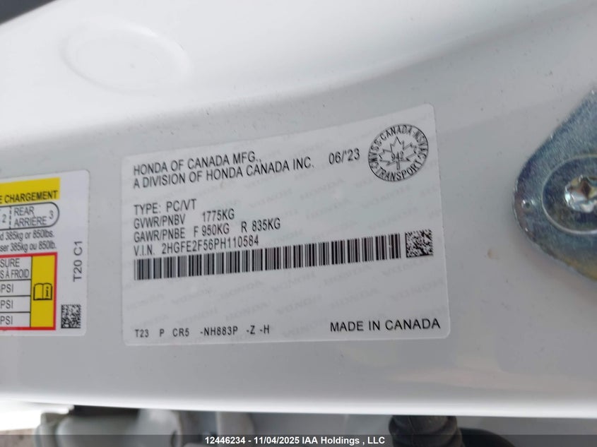 2HGFE2F56PH110584 2023 HONDA CIVIC photo no. 9