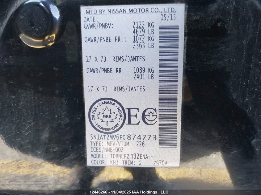 5N1AT2MV6FC874773 2015 NISSAN ROGUE photo no. 9
