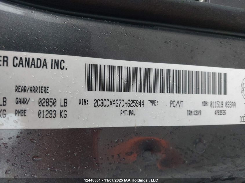 2013 Dodge Charger Police VIN: 2C3CDXAG7DH625944 Lot: 12446331