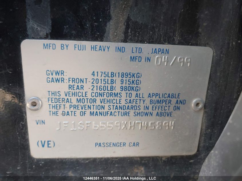 1999 Subaru Forester S/S Limited VIN: JF1SF6559XH745894 Lot: 12446351