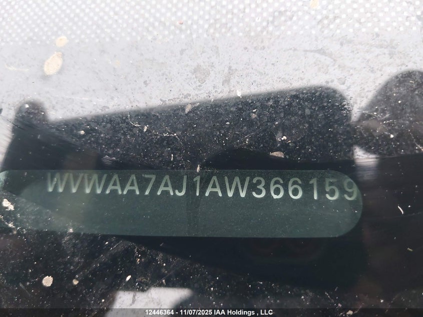 2010 Volkswagen Golf VIN: WVWAA7AJ1AW366159 Lot: 12446364