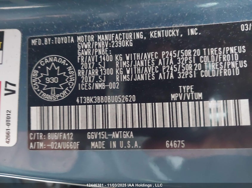 4T3BK3BB0BU052620 2011 TOYOTA VENZA photo no. 9