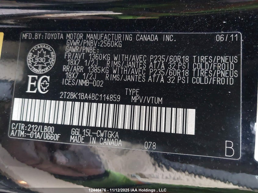 2T2BK1BA4BC114859 2011 LEXUS RX photo no. 9