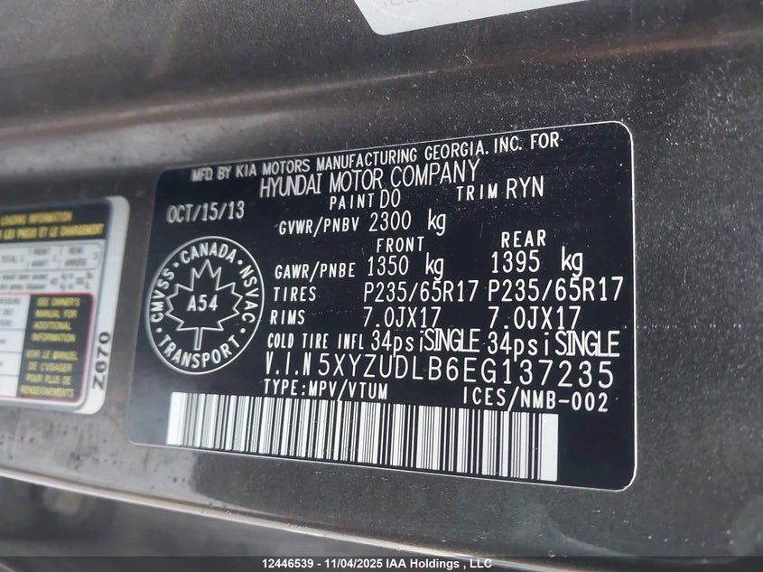 5XYZUDLB6EG137235 2014 HYUNDAI SANTA FE photo no. 9