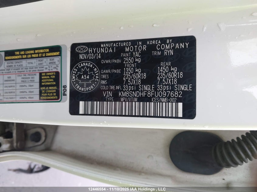 KM8SNDHF8FU097682 2015 HYUNDAI SANTA FE photo no. 19