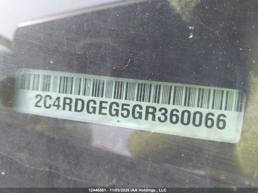 2016 Dodge Grand Caravan R/T VIN: 2C4RDGEG5GR360066 Lot: 12446561