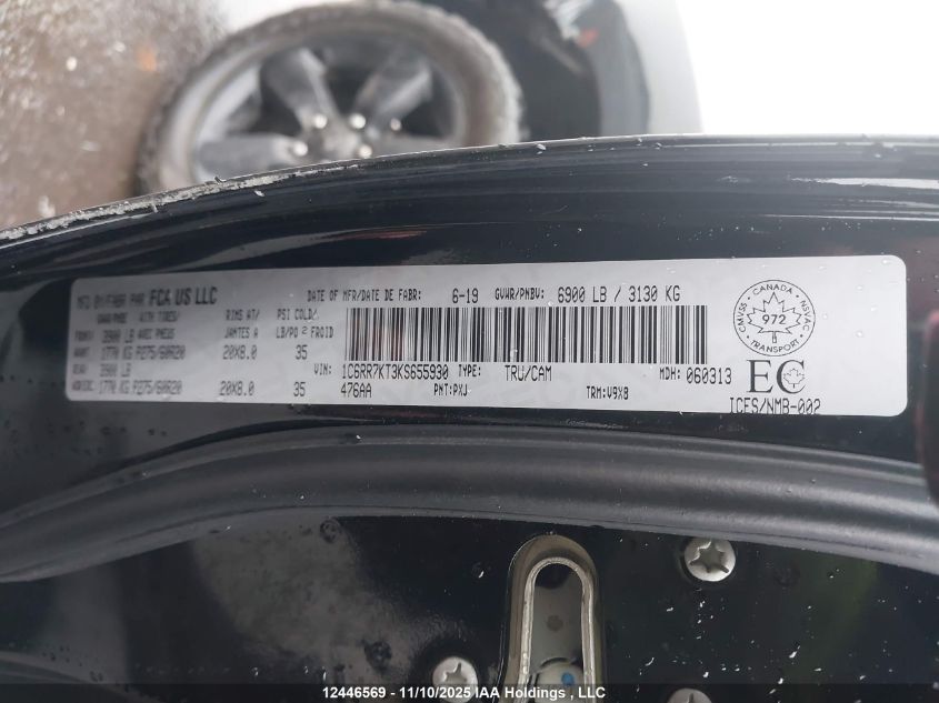 2019 Ram 1500 Classic St VIN: 1C6RR7KT3KS655930 Lot: 12446569