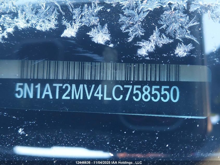 2020 Nissan Rogue S/Sl/Sv VIN: 5N1AT2MV4LC758550 Lot: 12446636