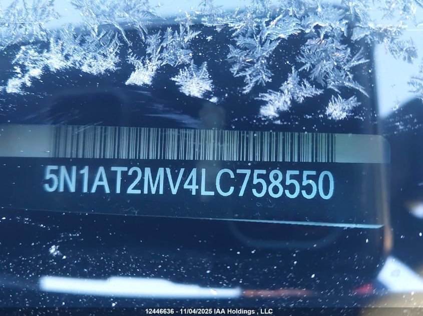 2020 Nissan Rogue S/Sl/Sv VIN: 5N1AT2MV4LC758550 Lot: 12446636