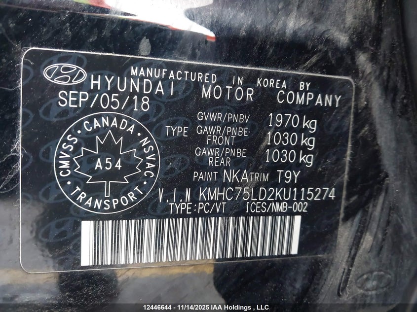 KMHC75LD2KU115274 2019 HYUNDAI IONIQ photo no. 18