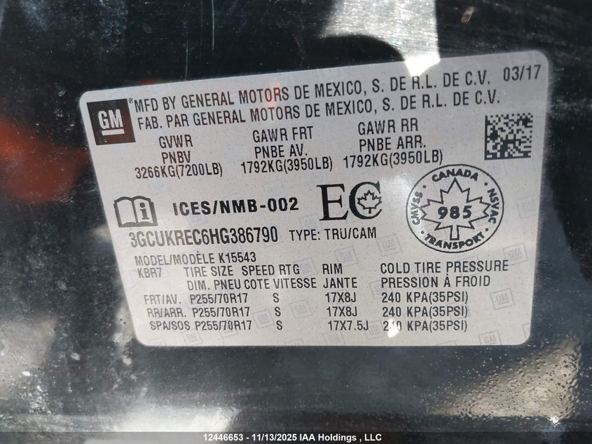 3GCUKREC6HG386790 2017 CHEVROLET SILVERADO photo no. 9