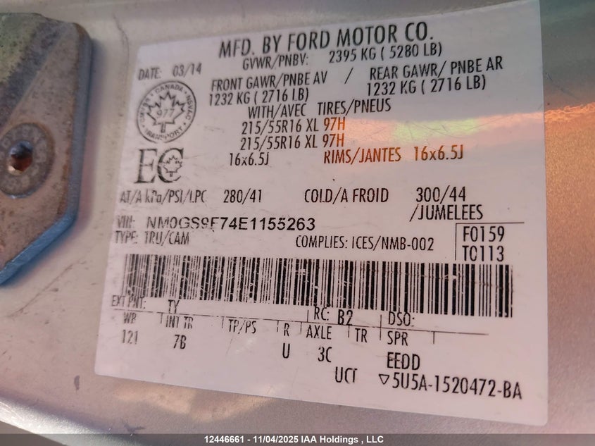NM0GS9F74E1155263 2014 FORD TRANSIT photo no. 9