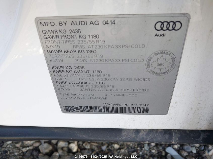 2014 Audi Q5 2.0 Technik VIN: WA1WFCFP9EA120342 Lot: 12446679
