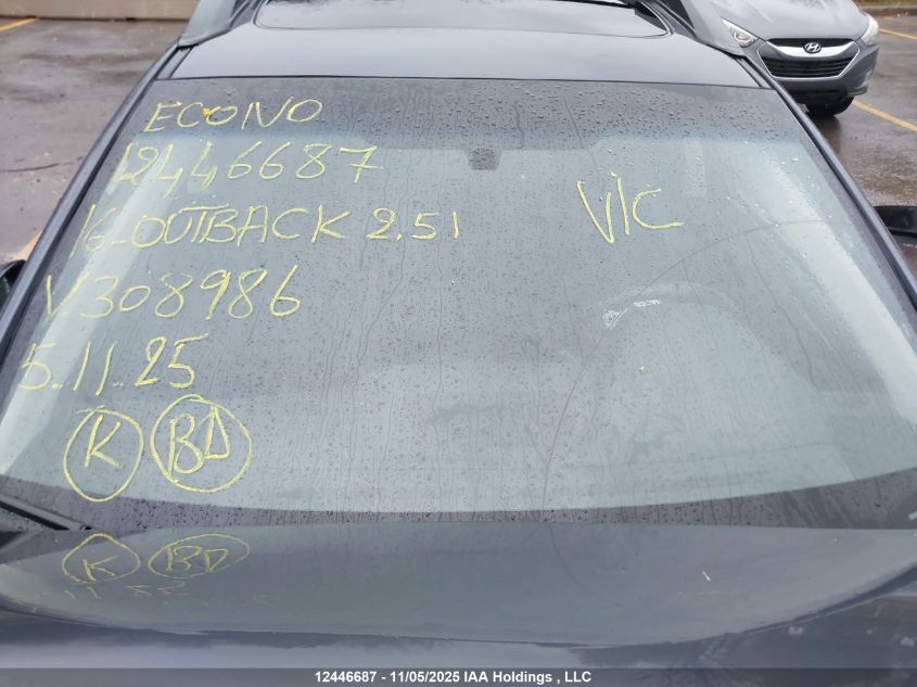 2016 Subaru Outback 2.5I Touring Package VIN: 4S4BSCDC3G3308986 Lot: 12446687
