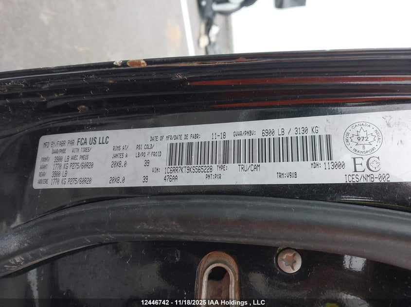 1C6RR7KT9KS565228 2019 RAM 1500 photo no. 18