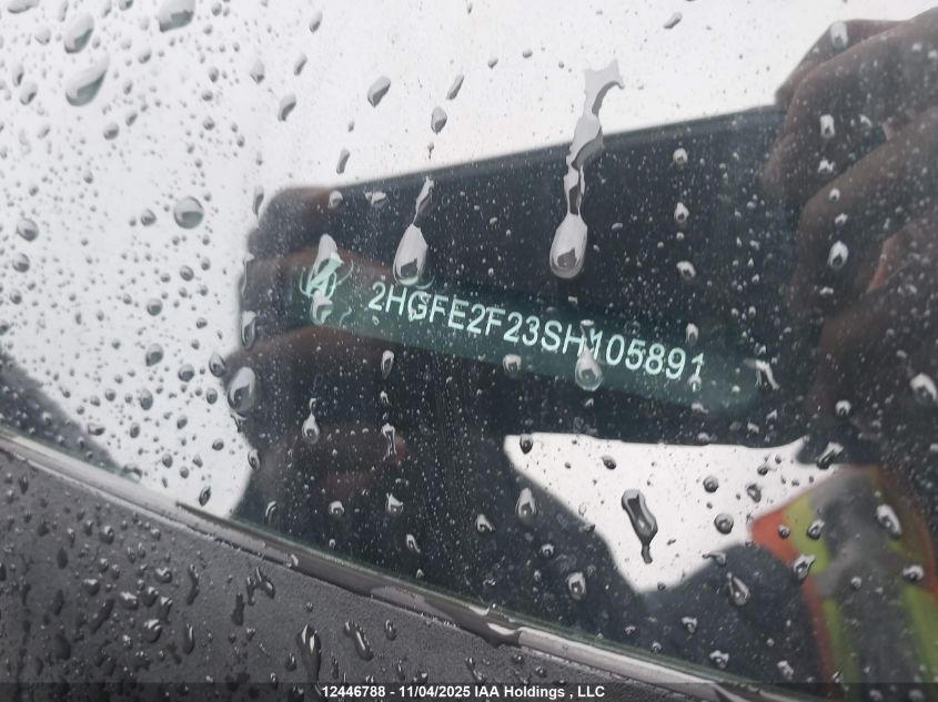 2025 Honda Civic Lx VIN: 2HGFE2F23SH105891 Lot: 12446788
