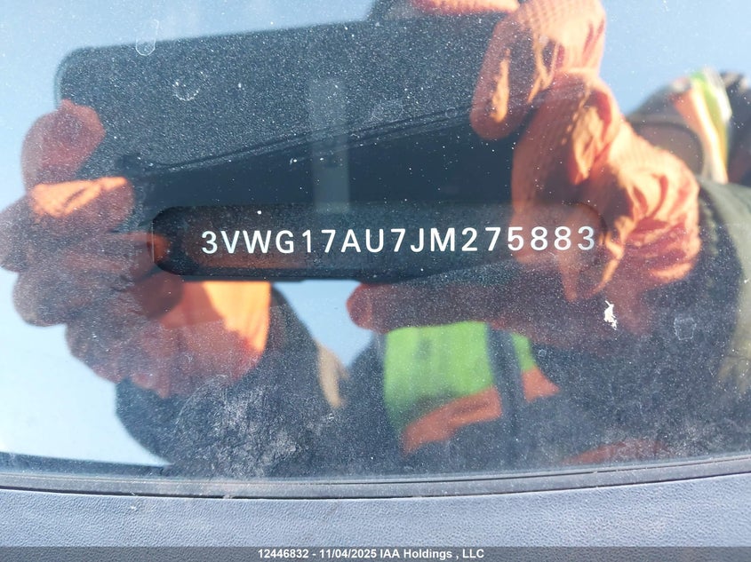 2018 Volkswagen Golf S/Se VIN: 3VWG17AU7JM275883 Lot: 12446832
