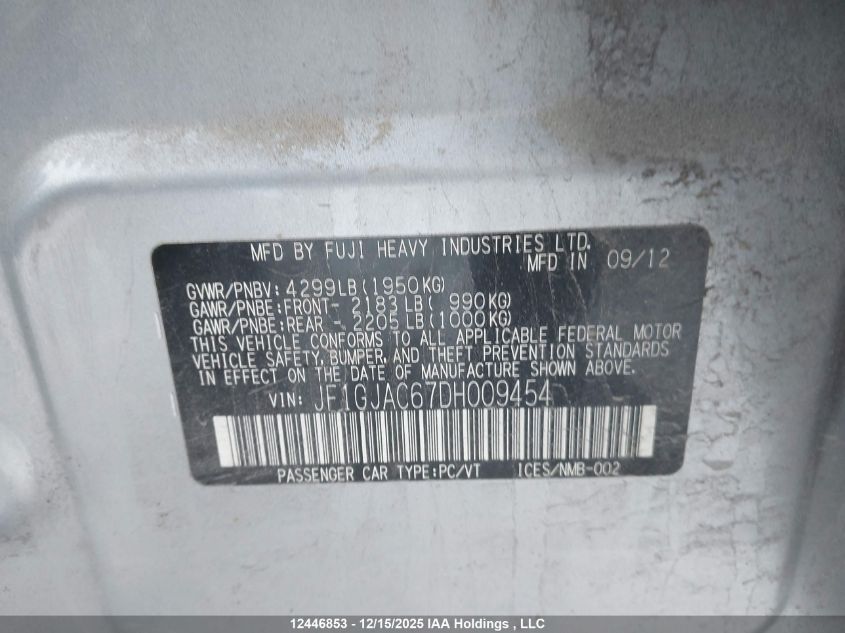 2013 Subaru Impreza Premium VIN: JF1GJAC67DH009454 Lot: 12446853