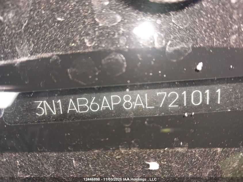 2010 Nissan Sentra 2.0/2.0S/Sr/2.0Sl VIN: 3N1AB6AP8AL721011 Lot: 12446898