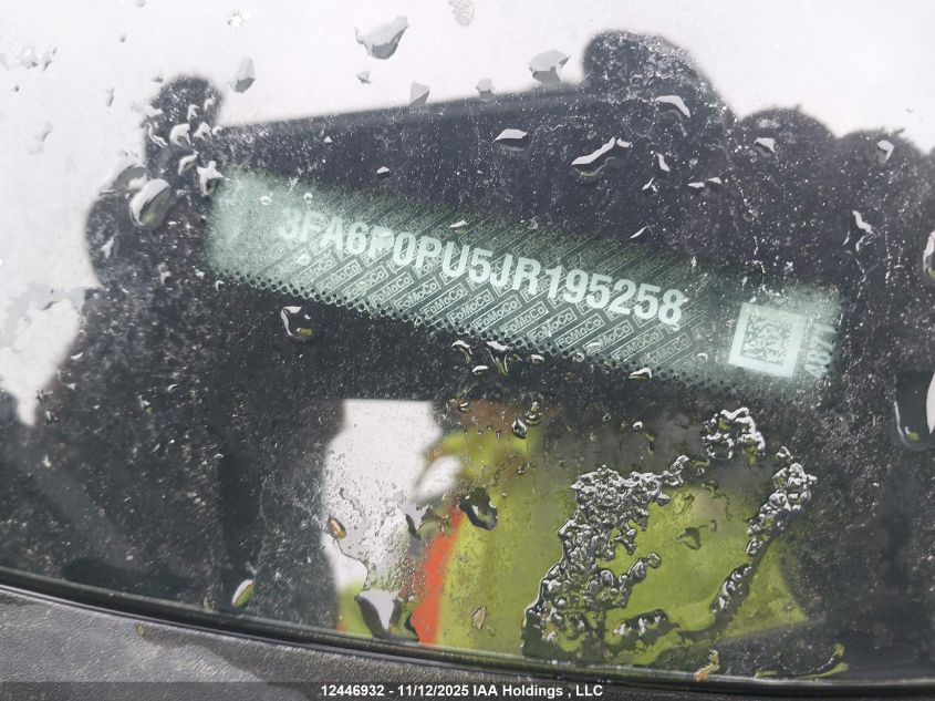 2018 Ford Fusion Energi Se Luxury VIN: 3FA6P0PU5JR195258 Lot: 12446932