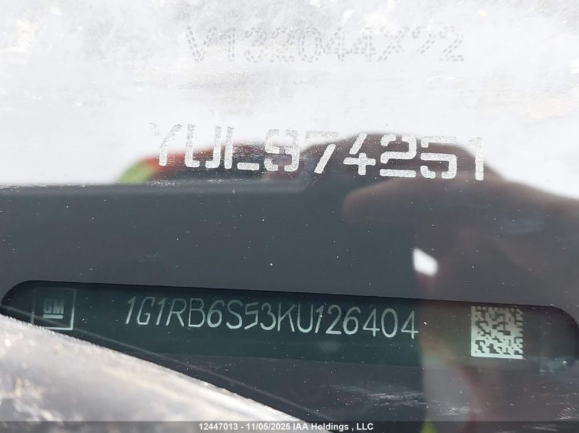 2019 Chevrolet Volt VIN: 1G1RB6S53KU126404 Lot: 12447013