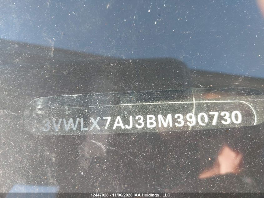 2011 Volkswagen Jetta Sel VIN: 3VWLX7AJ3BM390730 Lot: 12447028