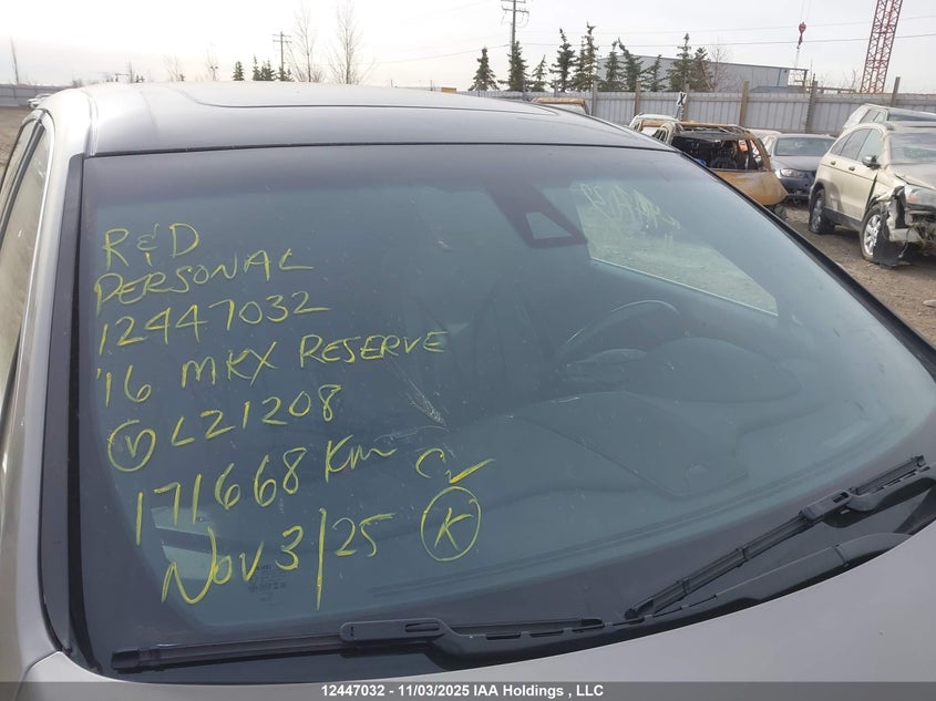 2016 Lincoln Mkx Reserve VIN: 2LMPJ8LP0GBL21208 Lot: 12447032