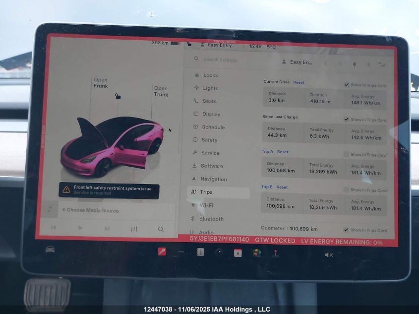 2023 Tesla Model 3 VIN: 5YJ3E1EB7PF681140 Lot: 12447038