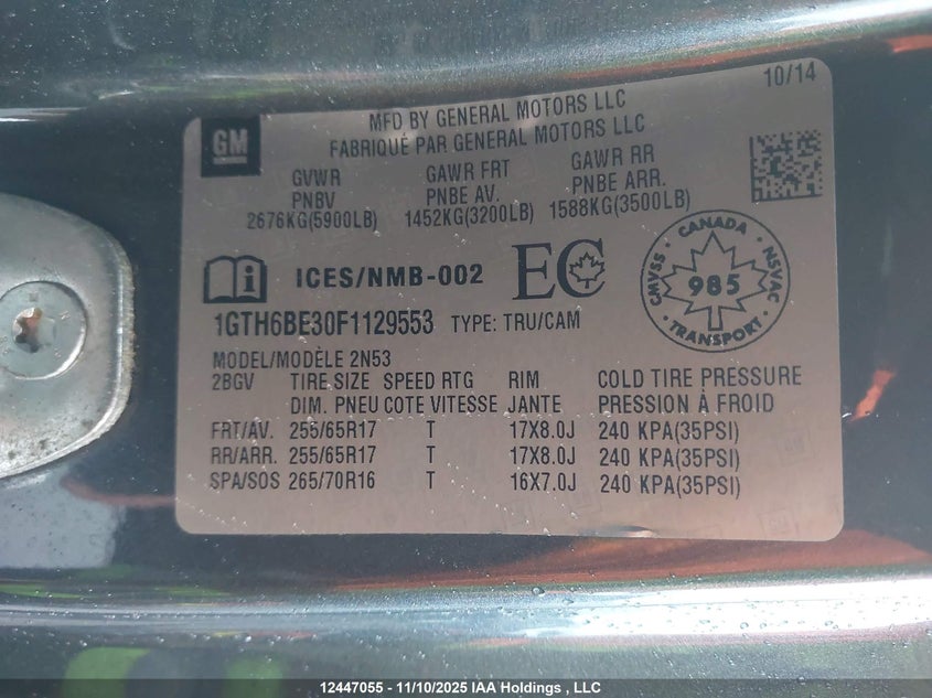 1GTH6BE30F1129553 2015 GMC CANYON photo no. 18