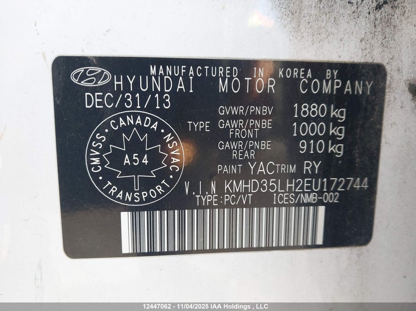 KMHD35LH2EU172744 2014 HYUNDAI ELANTRA photo no. 19