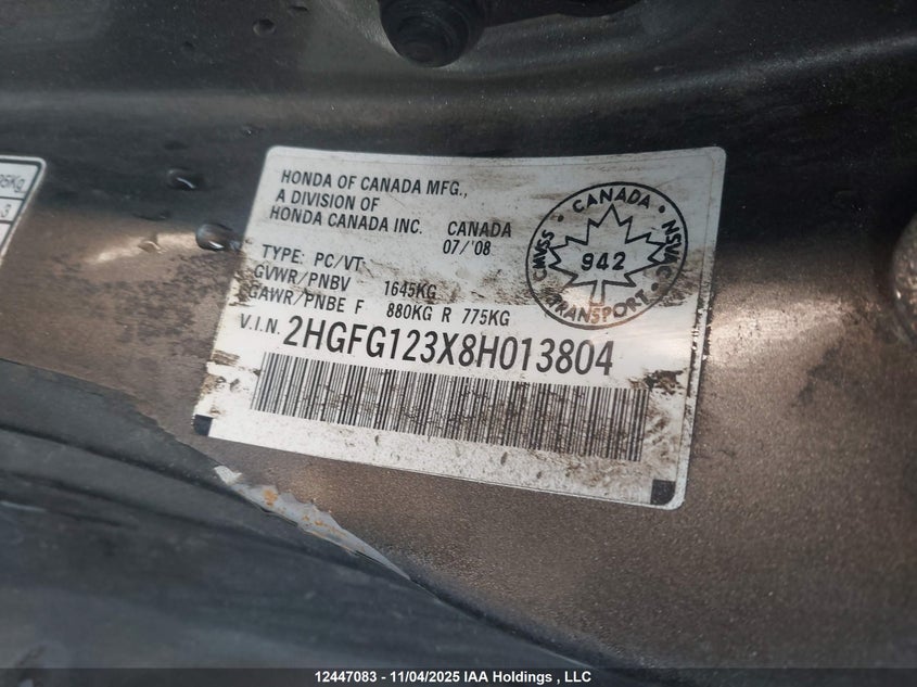 2HGFG123X8H013804 2008 HONDA CIVIC photo no. 18