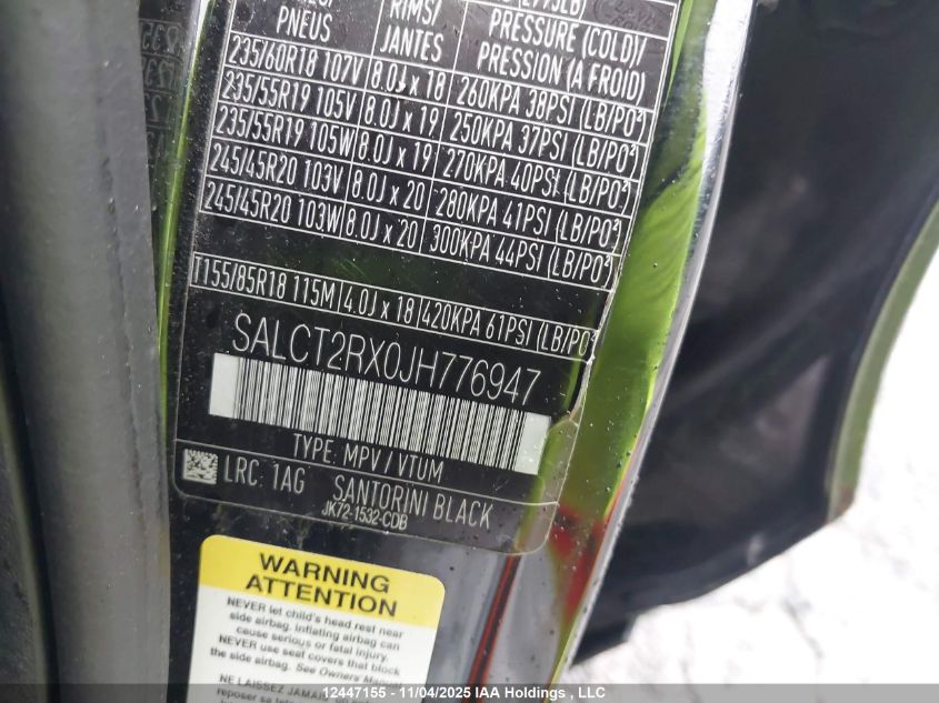 2018 Land Rover Discovery Sport Hse Luxury VIN: SALCT2RX0JH776947 Lot: 12447155