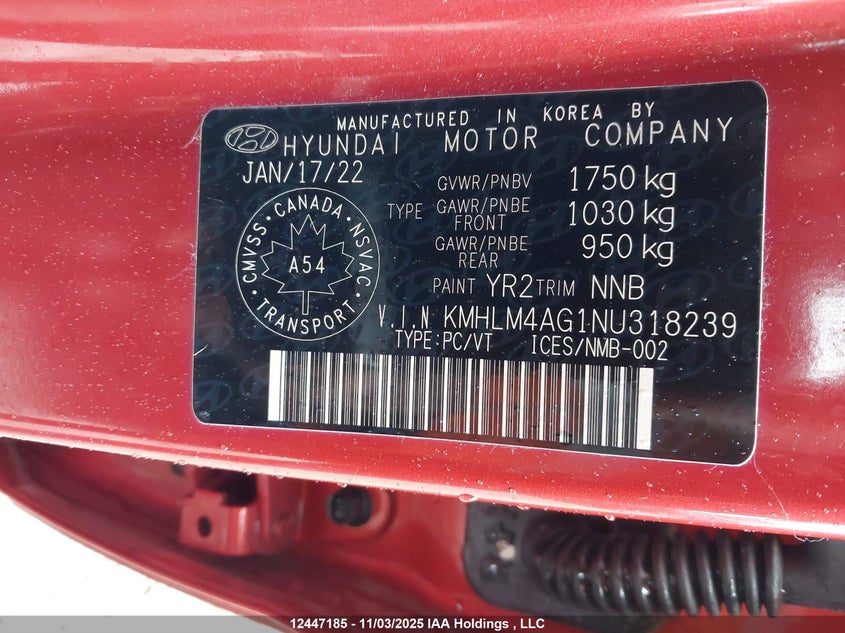KMHLM4AG1NU318239 2022 HYUNDAI ELANTRA photo no. 9