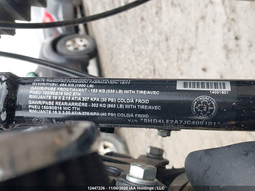 2018 Harley-Davidson Xl883 Iron 883 VIN: 5HD4LE2A7JC409101 Lot: 12447226