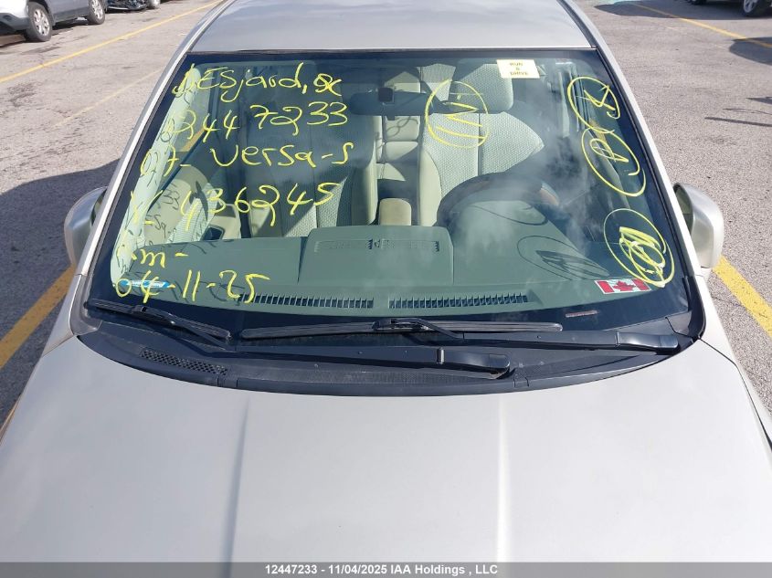 2007 Nissan Versa S/Sl VIN: 3N1BC11E57L436245 Lot: 12447233