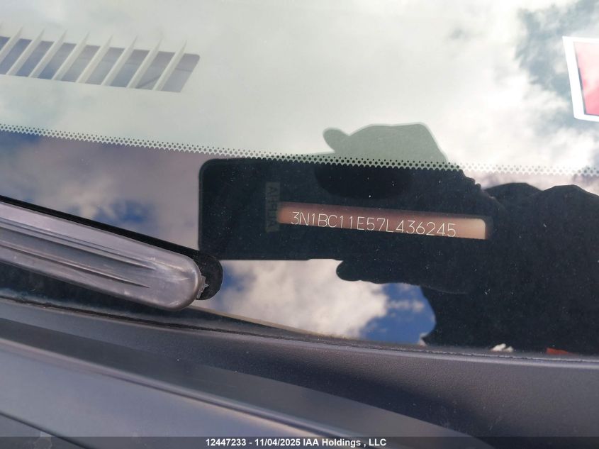 2007 Nissan Versa S/Sl VIN: 3N1BC11E57L436245 Lot: 12447233