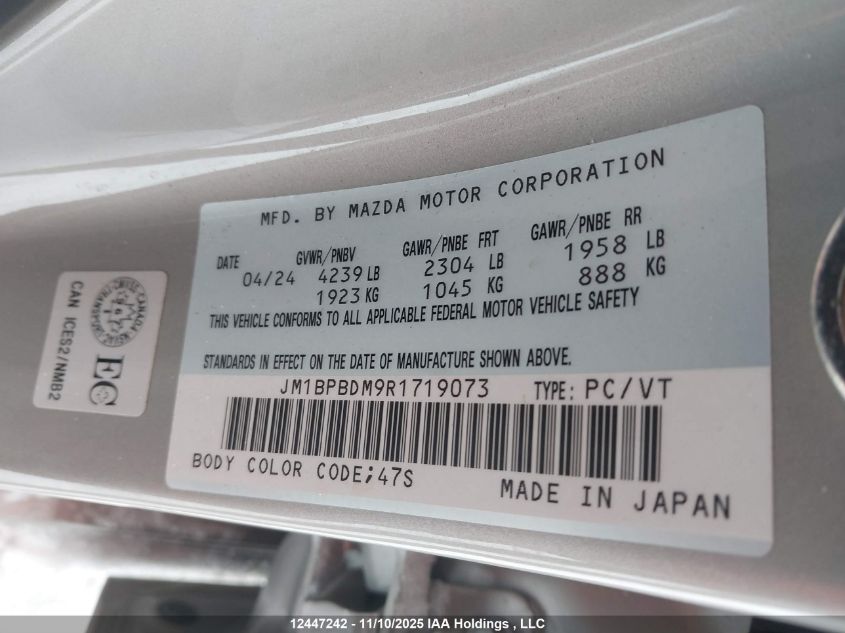 2024 Mazda 3 Gt VIN: JM1BPBDM9R1719073 Lot: 12447242