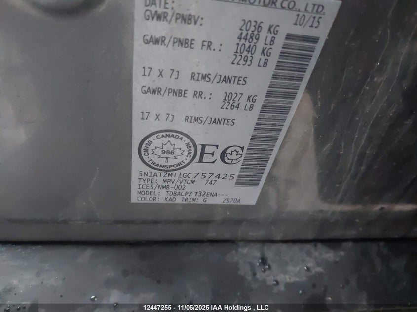 5N1AT2MT1GC757425 2016 NISSAN ROGUE photo no. 9