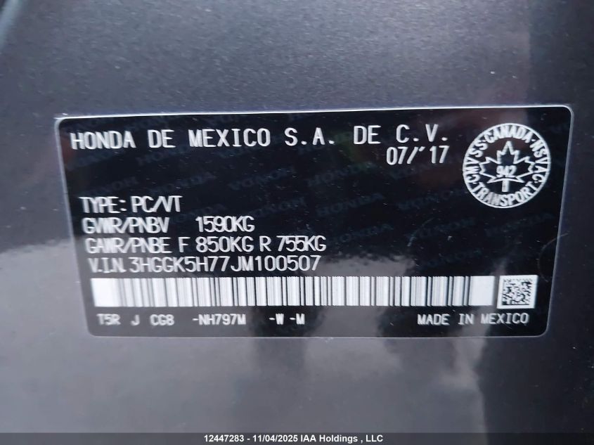 2018 Honda Fit Sport VIN: 3HGGK5H77JM100507 Lot: 12447283