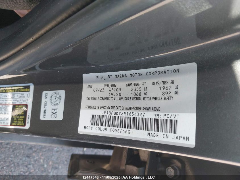 2024 Mazda Mazda3 Gt W/Turbo VIN: JM1BPBDY2R1654327 Lot: 12447343