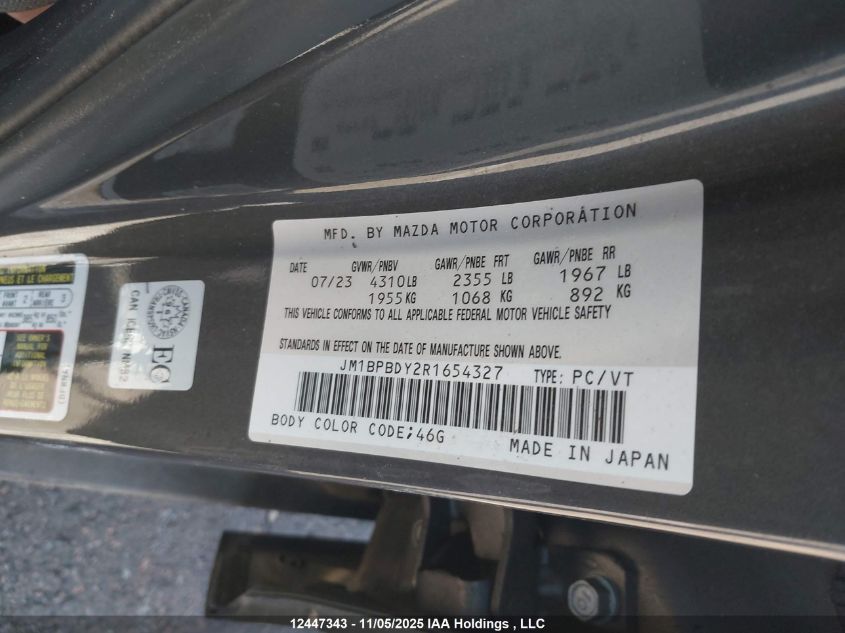 2024 Mazda Mazda3 Gt W/Turbo VIN: JM1BPBDY2R1654327 Lot: 12447343