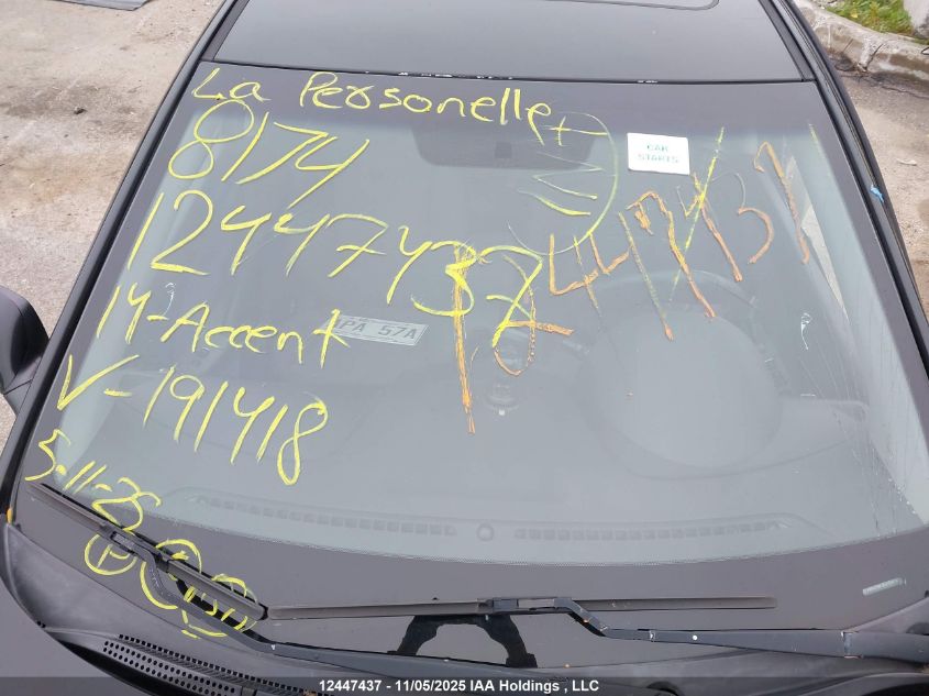 2014 Hyundai Accent Gls/Se VIN: KMHCU5AE5EU191418 Lot: 12447437