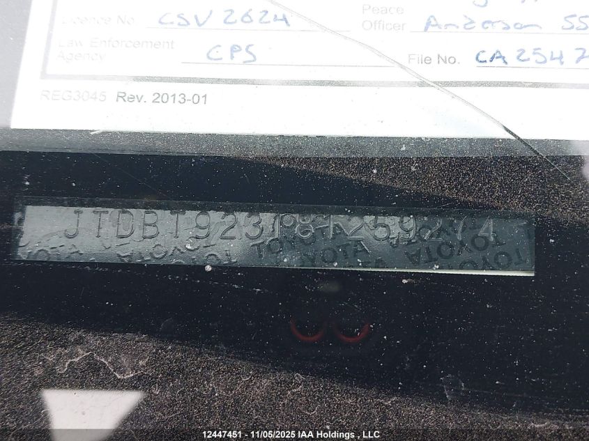 2008 Toyota Yaris VIN: JTDBT923181259274 Lot: 12447451